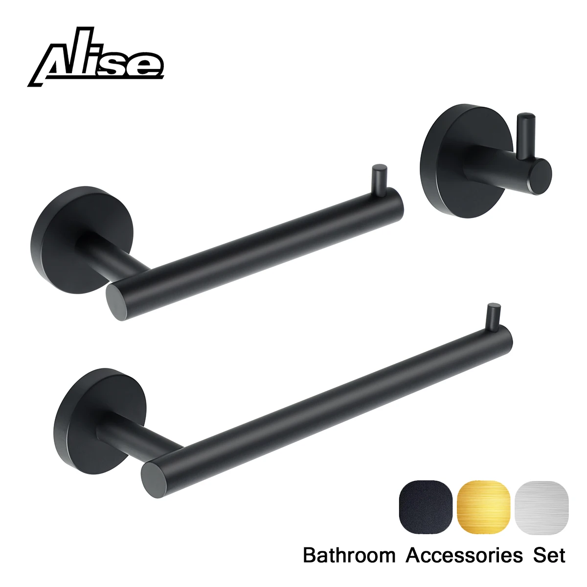 

Bathroom Accessories Set Brushed Nickel Wall Mounted Toilet Roll Paper Holder Robe Hook Hanger Towel Rail Bar Rack Ring Hardware