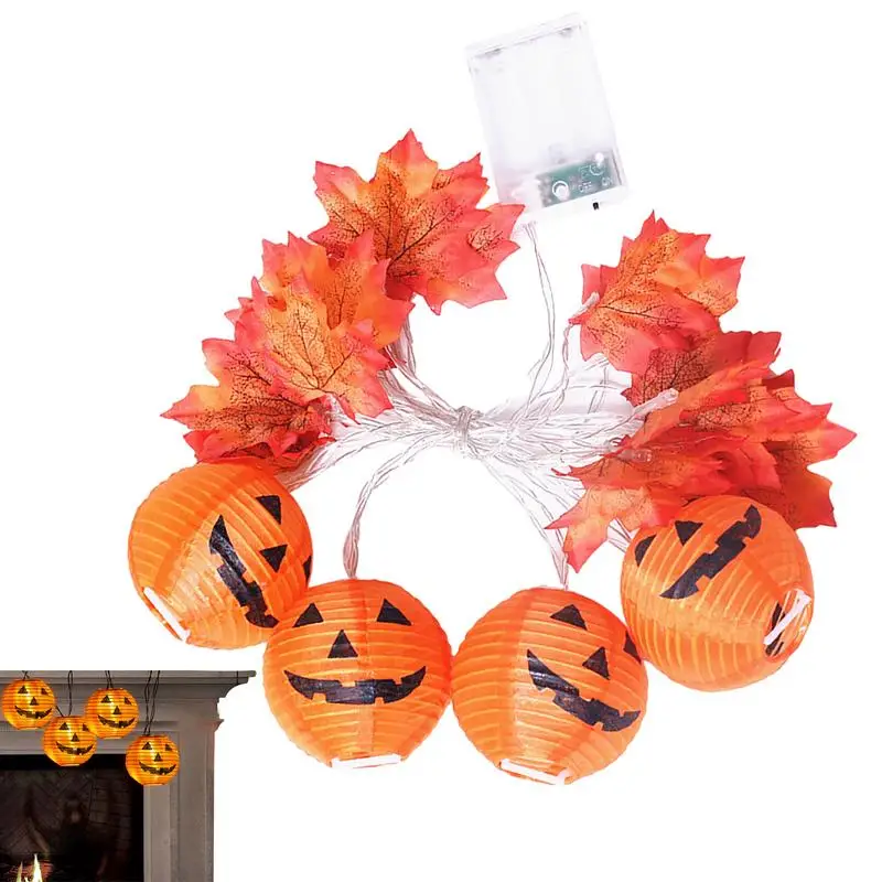 

Maple Leaf String Lights 9.84 FT 20 LEDs Halloween Light Decorations LED Pumpkin Fairy Lantern Reusable Fall Pumpkin Garland