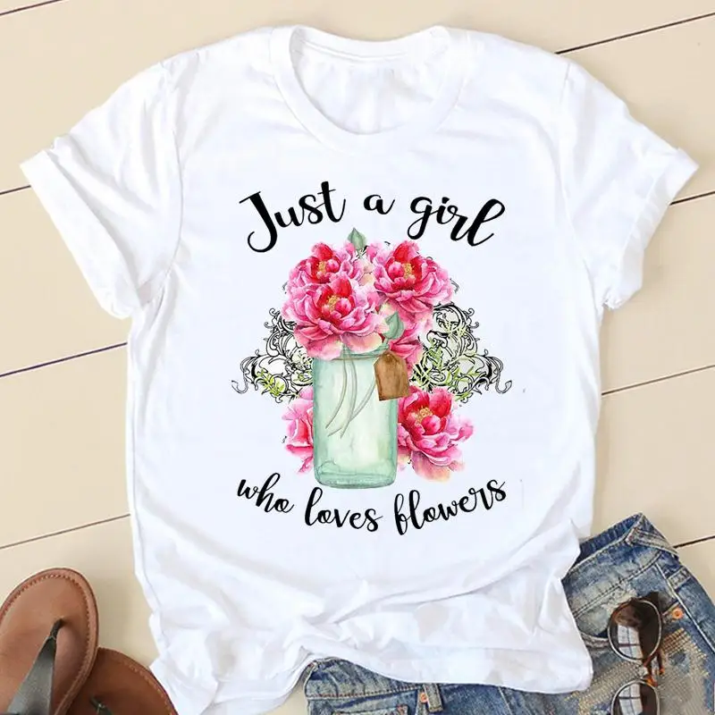 

Women T-shirts Ladies Flower Nice Trend Fashion Clothing Cartoon Clothes Short Sleeve Spring Summer Female Tee Graphic Tshirt