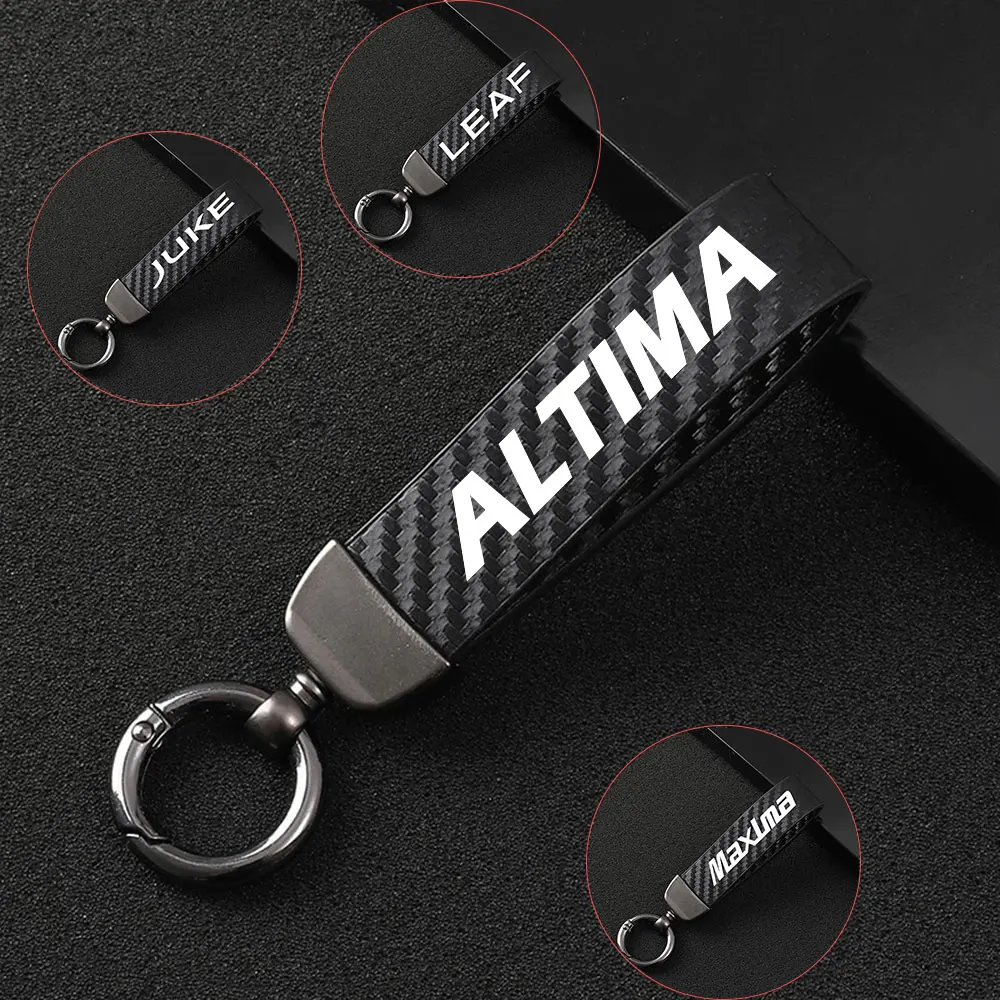 

For Nissan Altima Juke Leaf Maxima Car Key Ring Carbon Fiber Style Metal Buckle Keychain Car Styling Auto Accessories