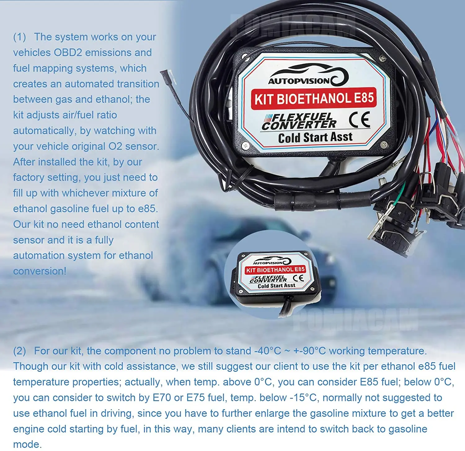 Ethanol kit E85 4-cylinder, 4/6/8cyl E85 Conversion kit Alternative fuel to ethanol with cold start, biofuel E85, car to ethanol