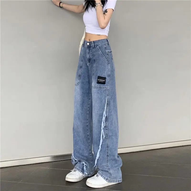 2023 Summer New Baggy Jeans Women High Waist Vintage Oversized Cargo Pants Casual Streetwear Harajuku Straight Leg Jeans Femme