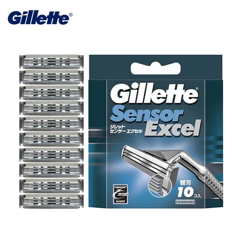 Gillette Sensor Excel Refill Лезвия для бритвы Sensor Close Shave Мужское лицо Борода 2-слойные картриджи для бритья по 10 шт.