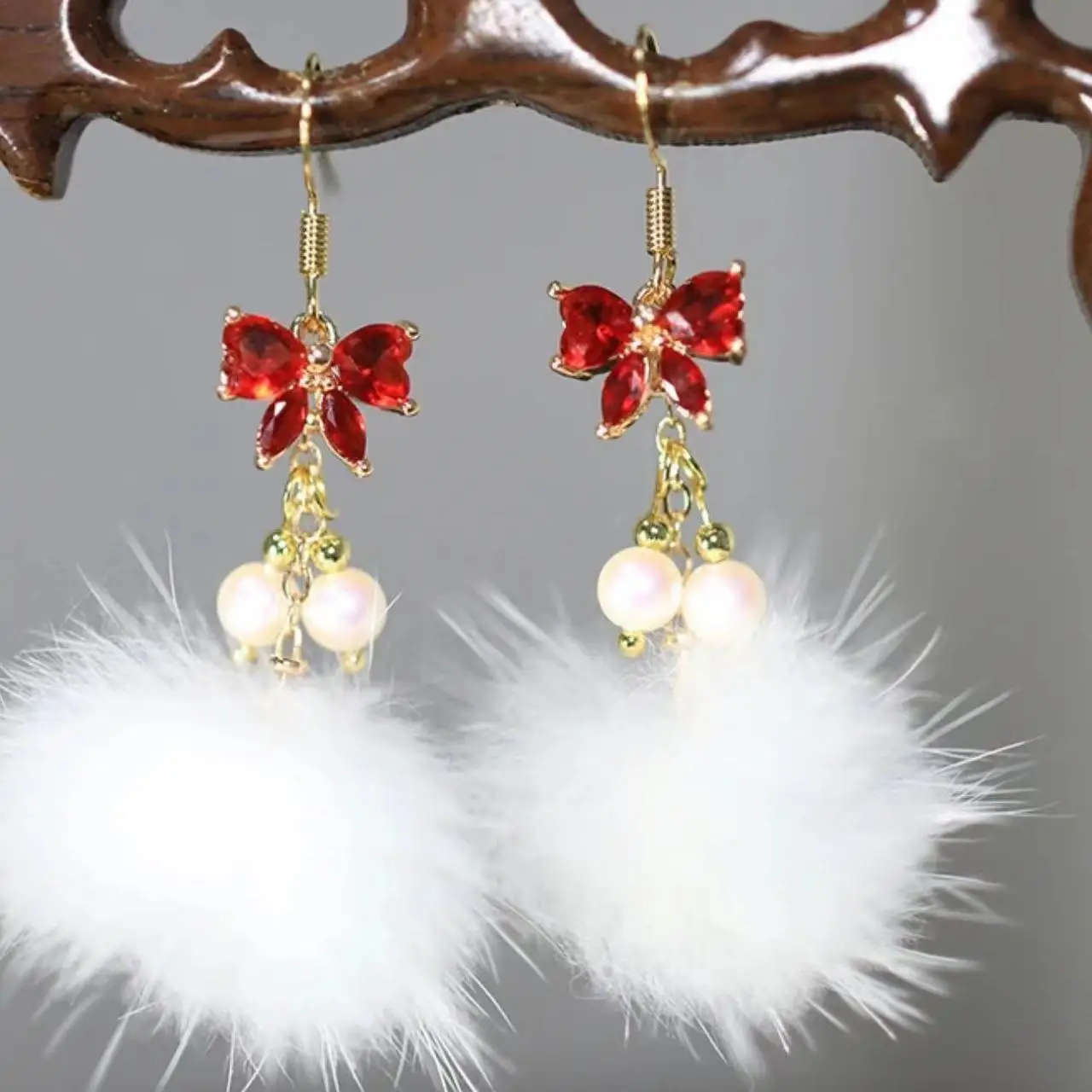 Серьги из медного сплава антикварный комок волос ханьфу зимние милые зажимы для