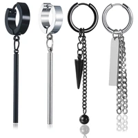 1pc fashion stainless steel black long stick stud earring set for men punk earrings jewelry gothic women ear studs drop shipping