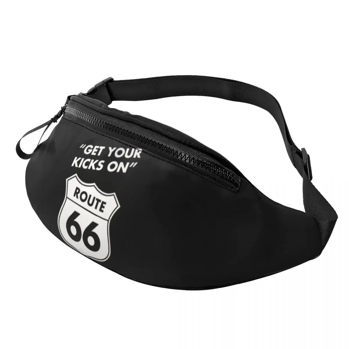 

Get Your Kicks On Route 66 Fanny Bag Custom USA Highways Crossbody Waist Pack Women Men Traveling Phone Money Pouch