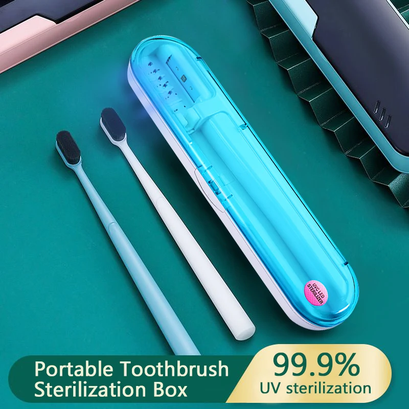 Toothbrush Sanitizer UV  Cleaner Box Portable 1 Person Disinfect Ultraviolet Battery Toothbrush Cleaning Organizer Case Holder