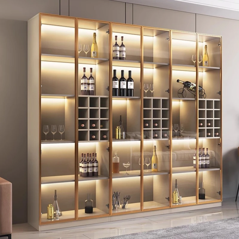 

Роскошная креативная демонстрационная стойка для вина, металлическая Минималистичная вертикальная стойка для хранения в баре, стойка для гостиной, виниловая бутиковая мебель