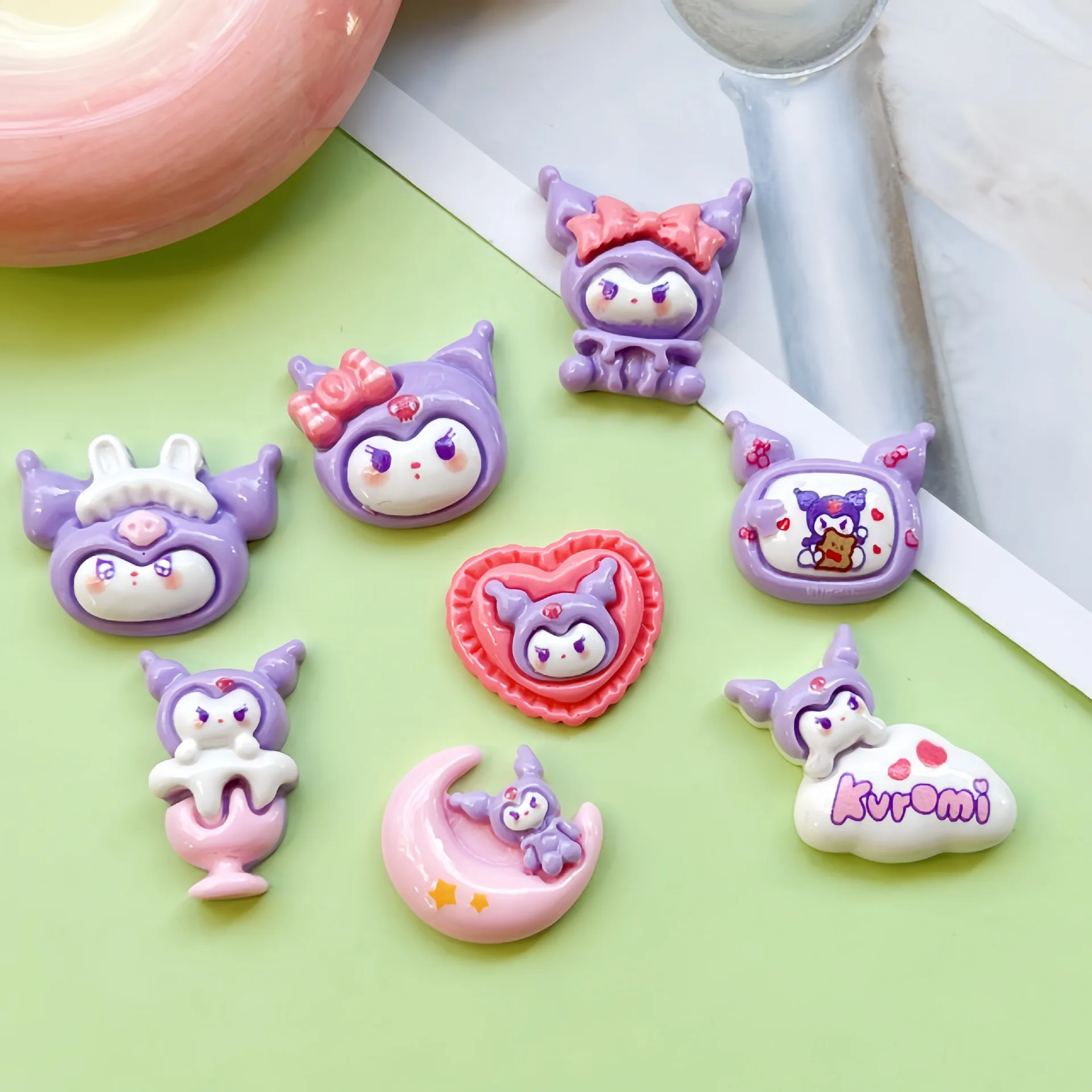 5 шт. милые Мультяшные полимерные принадлежности sanrio kuromi с плоской задней