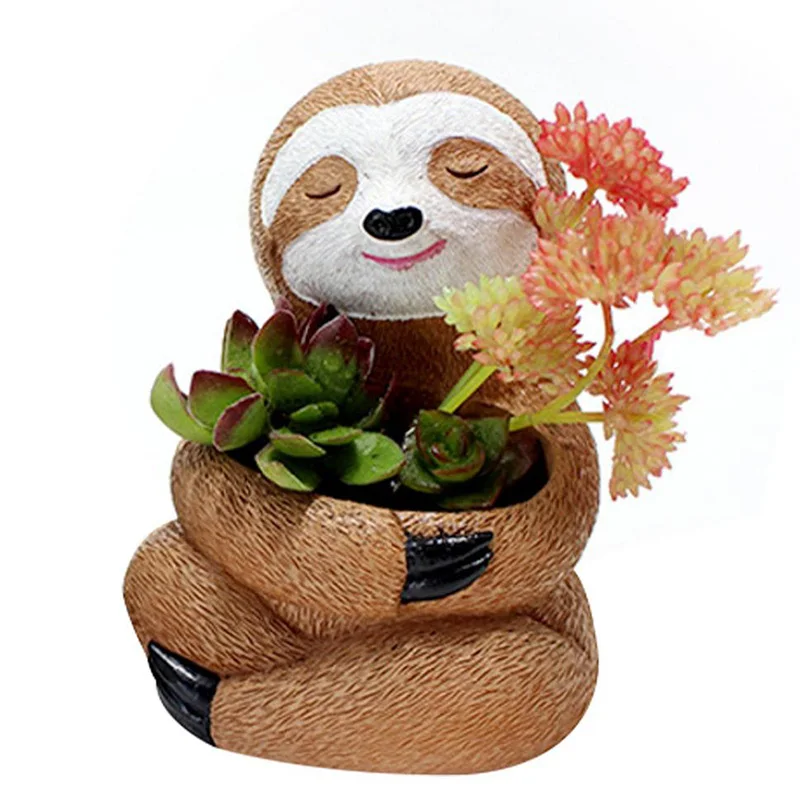 

Garden Decor Desktop Decoration Cartoon Animal Bonsai Pots Resin Sloth Mini Flowerpot Flower Pot Indoor Outdoor Planter