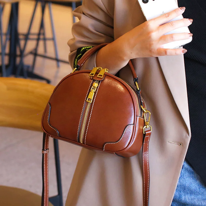 high quality luxury brand Autumn 2023 New Genuine Women's Crossbody Small Bag Vegetable Tanned Cow One Shoulder Handbag Soft Lea