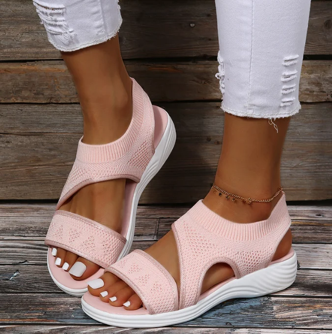 

Fish Mouth Women's Sandalias Casual Shoes Light Comfort Summer Wedge Beach Sandals Fly Woven Mesh Open Toe Slippers Zapatos Nina