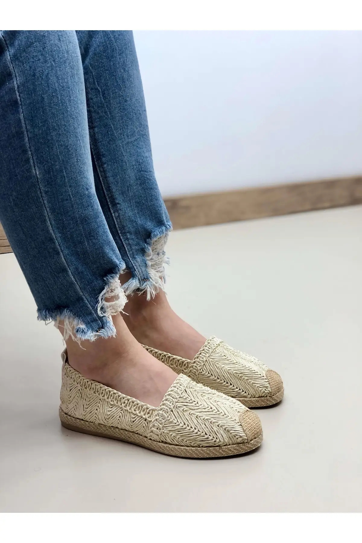 

Женские туфли на плоской подошве Faye, бежевые вязаные туфли-Эспадрильи с рисунком, модная повседневная Летняя обувь для женщин