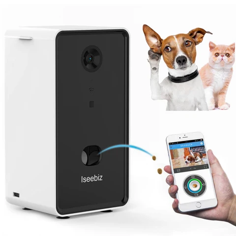 Камера для собак Iseebiz, автоматическая кормушка для собак с дуплексным аудио и ночным видением, Wi-Fi