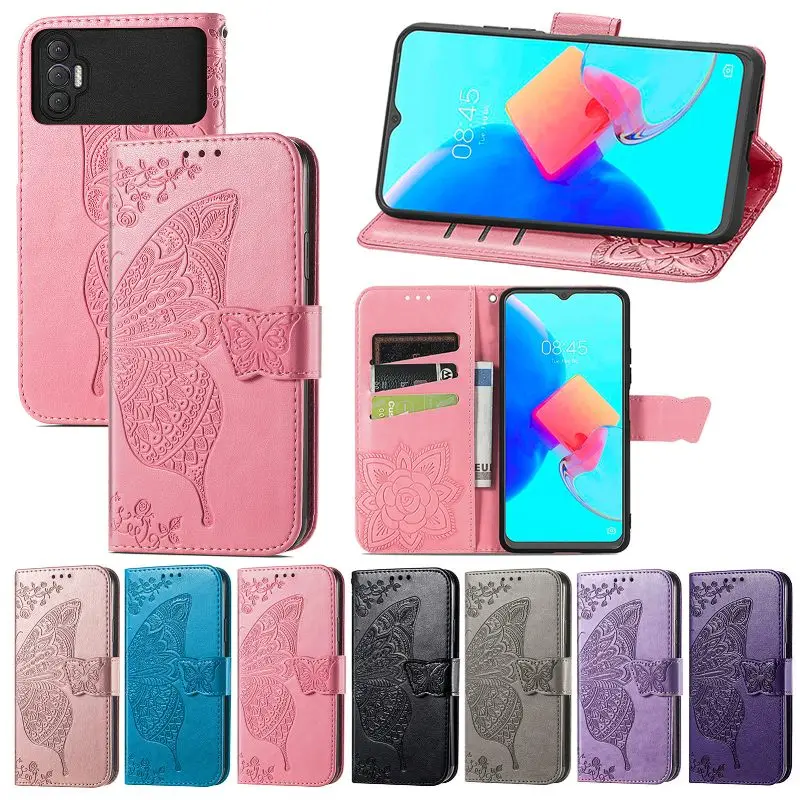 

Butterfly Flip Case Phone Cover For Tecno Camon 20 19 18 Pro 18i 15 Pova 5 4 Pro 3 Neo 2 Spark 6 Go 10C 9 Pro Folding Phone Case