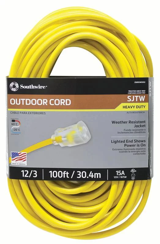 

Extension Cord Sjtw High Visibility 12/3 15 Amp 100"