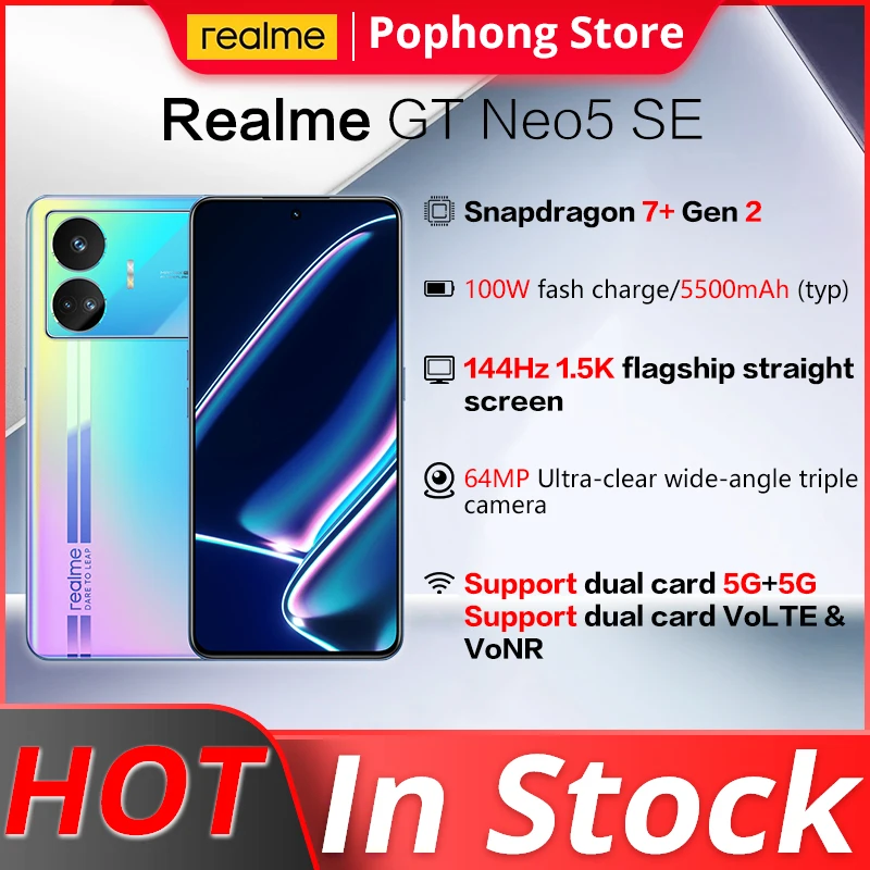 

Смартфон realme GT Neo 5 SE, 6,74 дюйма, 1,5 мАч, 5500 Вт, 64 мп
