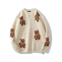 cute kawaii sweater men street fashion harajuku cartoons fluffy bear ins oversize couple models o neck clothing vintage sweaters