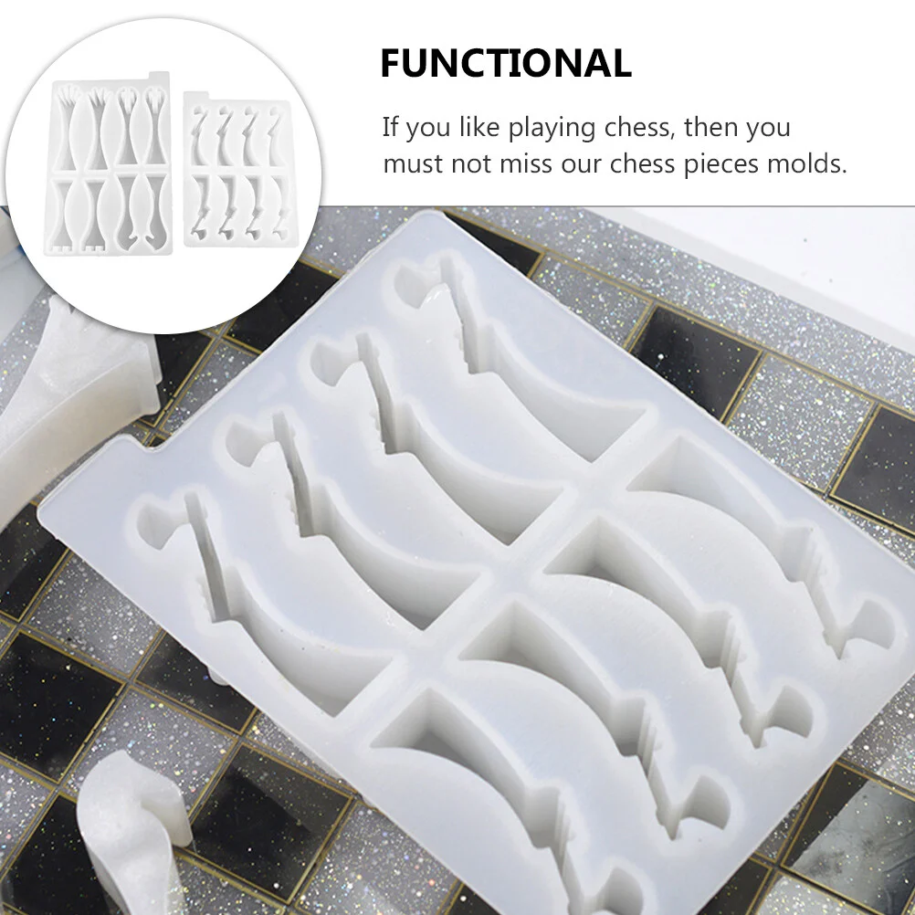 2 Pcs Chess Mold Pieces Resin Molds Silicone DIY Casting Moulds Gummy 3D Making Tray Candy