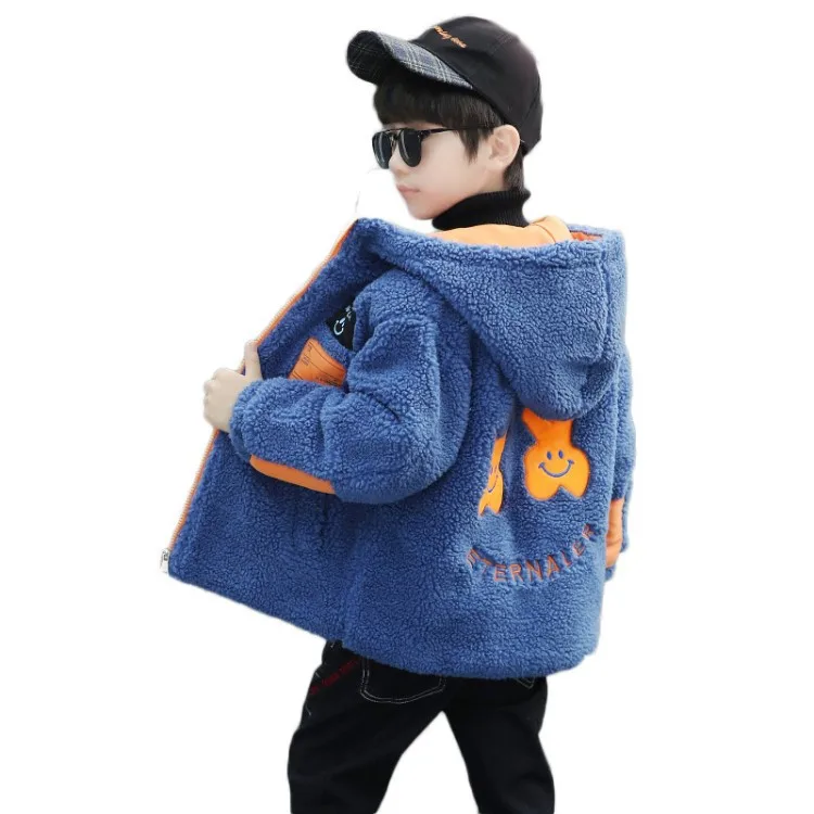 

Осенне-зимние пальто для мальчиков, новая детская одежда, утепленное кашемировое теплое пальто, зимняя одежда среднего и большого размера с...