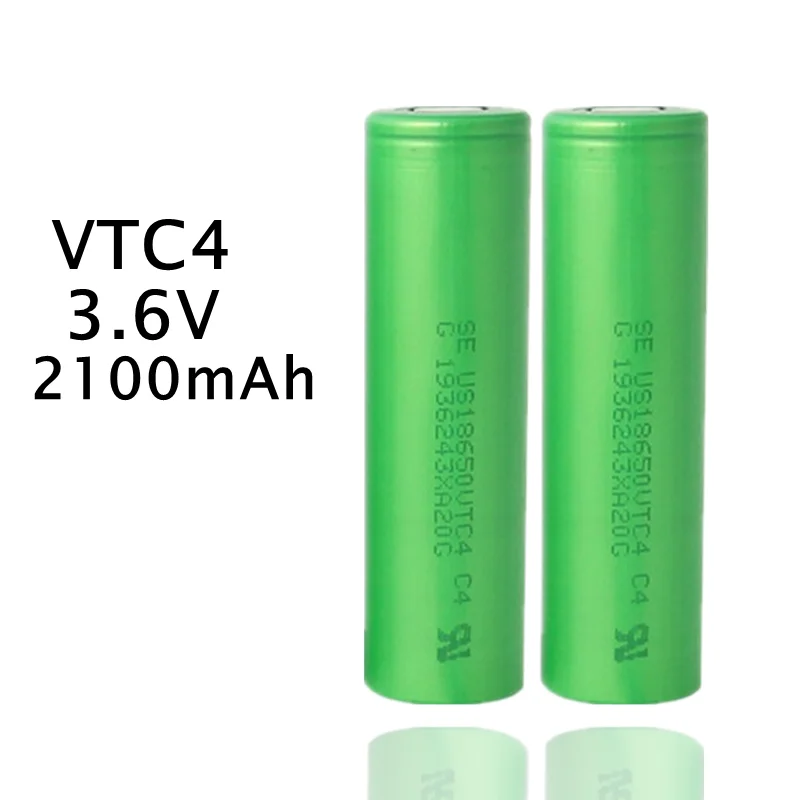 100% brand New 3.6V  battery Green Flat 18650 Li-ion Lithium Batteries Rechargeable 2100mAh High Drain VTC4 18650 Batteries