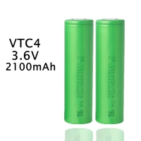 100 brand new 3 6v battery green flat 18650 li ion lithium batteries rechargeable 2100mah high drain vtc4 18650 batteries