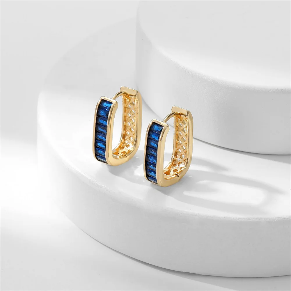 Ins U-образные черные зеленые синие радужные циркониевые геометрические