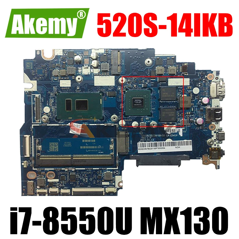 

Материнская плата Akemy для ноутбука Lenovo 320S-14IKB 520S-14IKB, стандартная ЦПУ, рабочий графический процессор MX130 2 Гб, протестирована на 100%