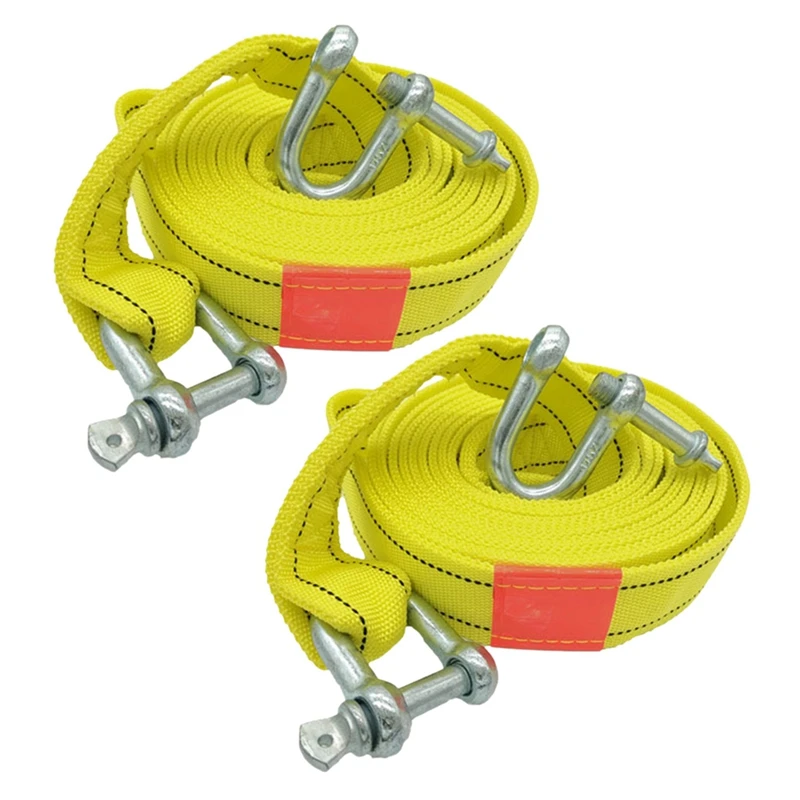 

2X 5M 5T Car Electric Winch Rope Off-Road Vehicle Tow Rope With U-Shaped Hook Tow Strap For Cars Truck Trailer SUV