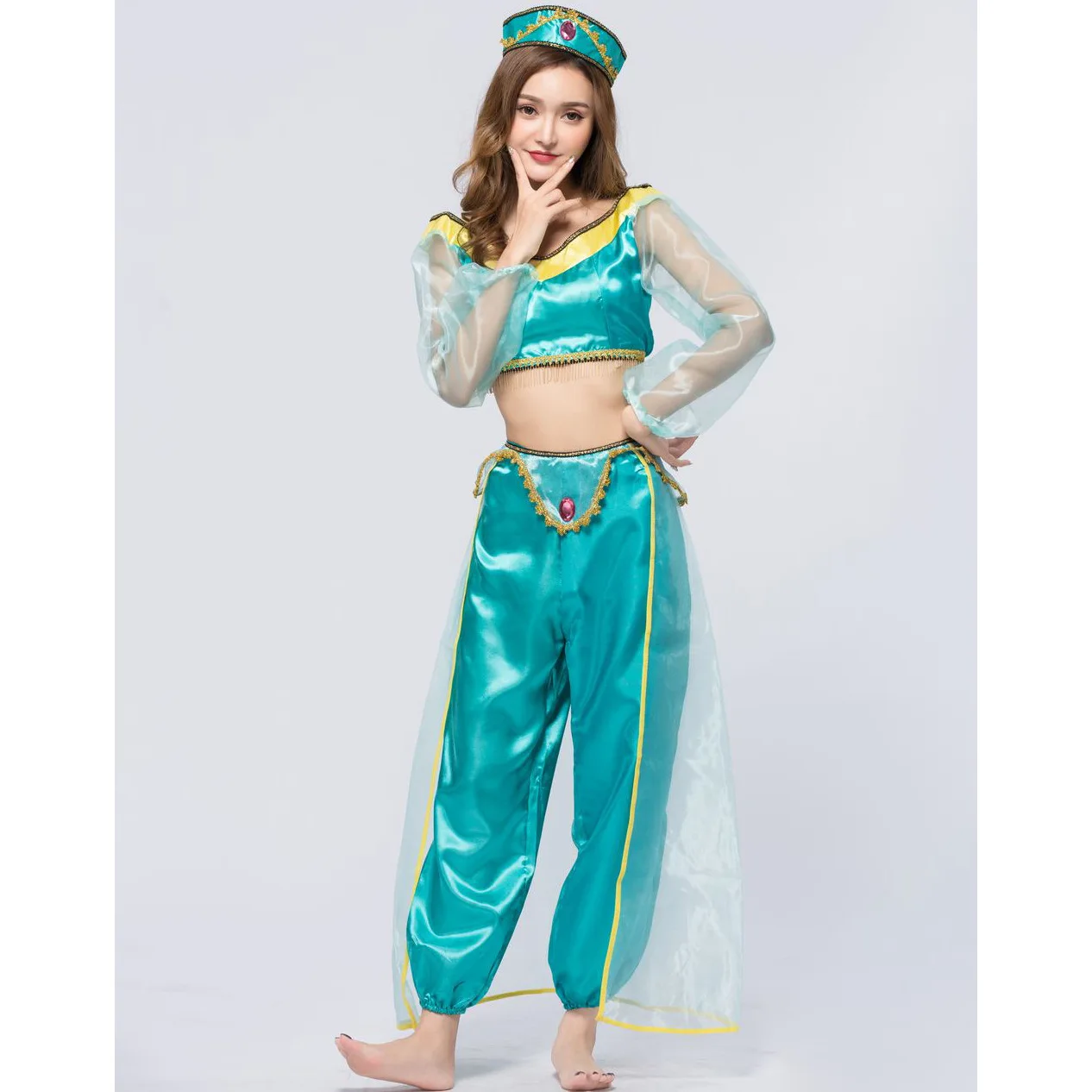 Фото Европейский и американский взрослый костюм Aladdin для ролевых игр, костюм для сцены на Хэллоуин, платье Aladdin Jasmine №5