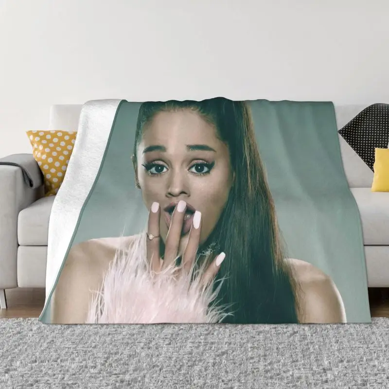 

Ariana Grande Sofa Fleece Throw Blanket Warm Flannel Pop Music American Singer Blankets for Bed Car Sofa Bedspreads