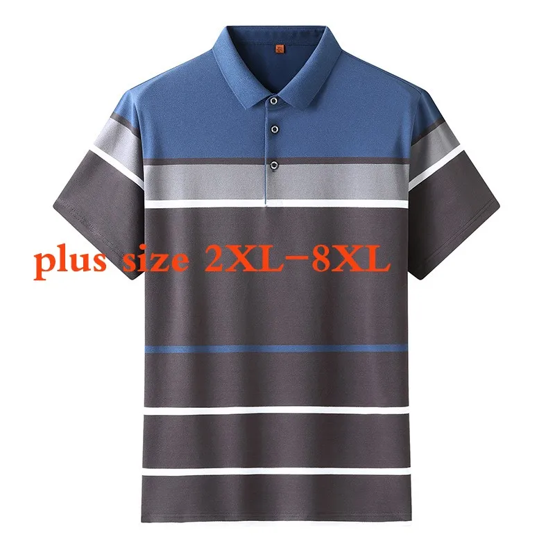 

New Arrival Fashion Suepr Large 95% Cotton Summer Men Casual Short Sleeved Striped Knitted T Shirt Men Plus Size 2XL-6XL 7XL 8XL