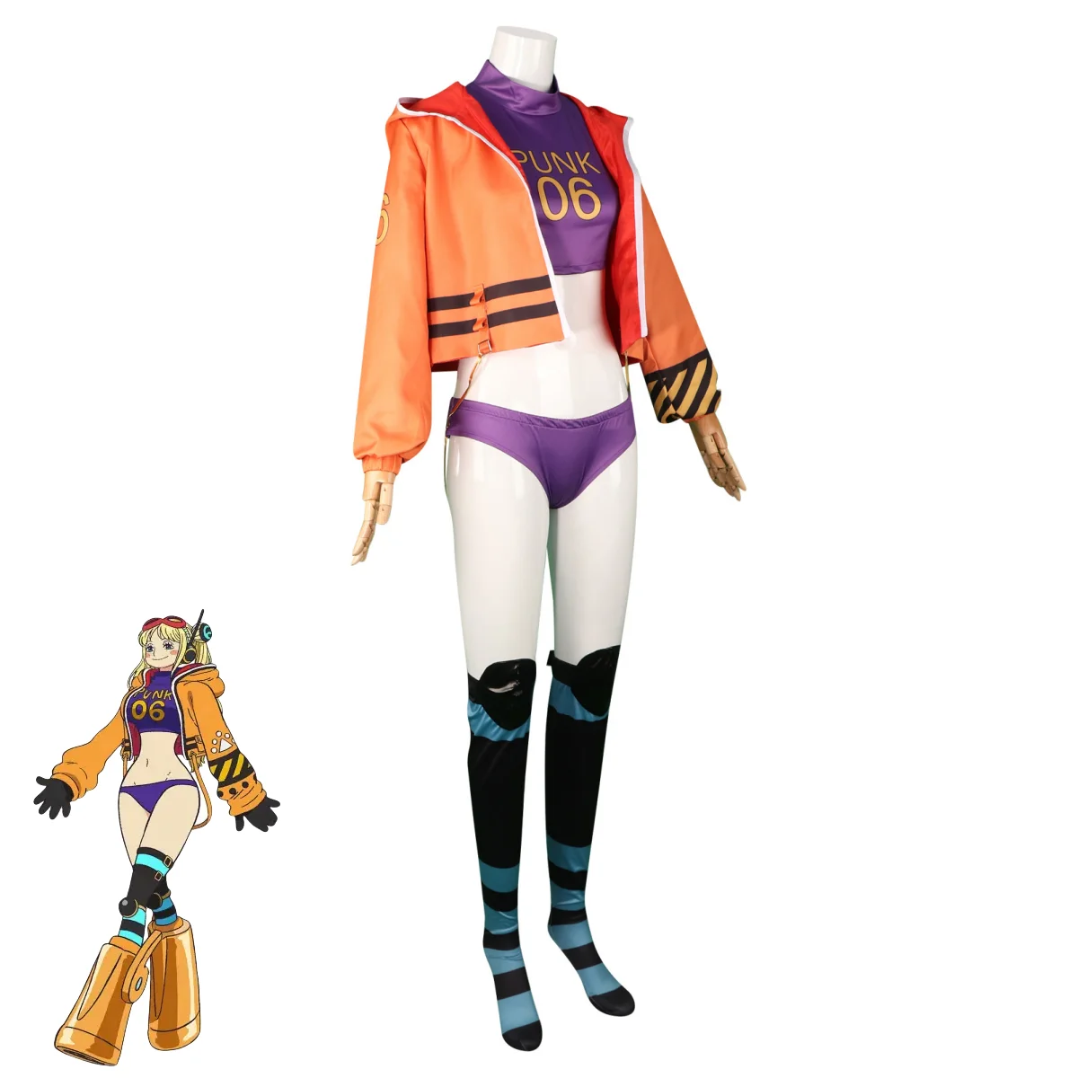 Аниме Dr. Vegapunk York PUNK-06 Косплей Костюм Оранжевое пальто с капюшоном Спортивная