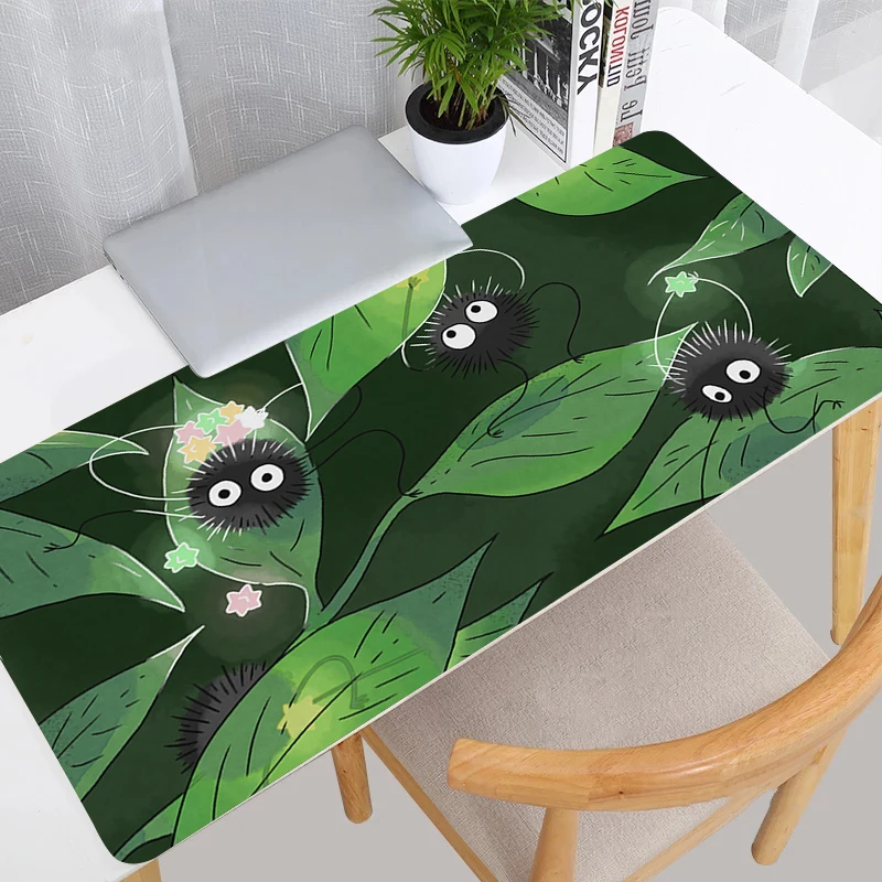 Mouse Pad 900x400 Extended Desk Mat Laptop Cartoon Anime T-totoro Mousepad PC Green Plants Keyboard Kawaii Rubber