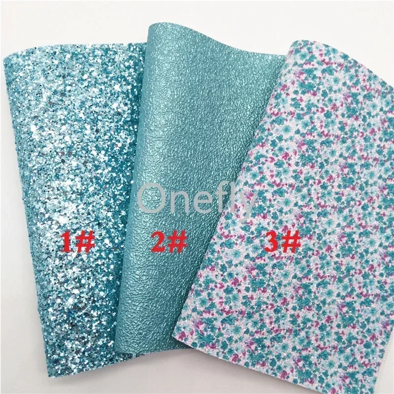 Onefly 21x29 см синяя блестящая ткань цветы искусственная кожа твердые искусственные