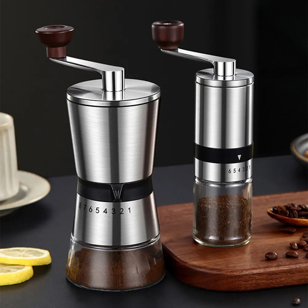 

Wooden Knot Espresso with Ceramic Burrs Manual Coffee Grinder Coffee Bean Mill 6/8 Gears Adjustable Stainless Steel