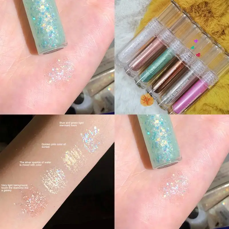 

Sparkling Eyes Glitter Liquid Eyeshadow Pink Moonlight Champagne Gold Dreamy Shinning Eyeshadow Stick Brighten Lying Silkworm