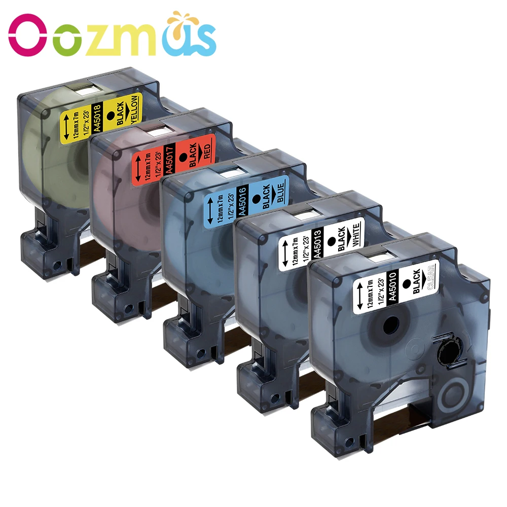 

5Pk Mixed Color 9mm/12mm Compatible for D1 Tape Dymo Label Tape 45013 45010 45016 for Dymo Label Manager LM160 280 Label Makers