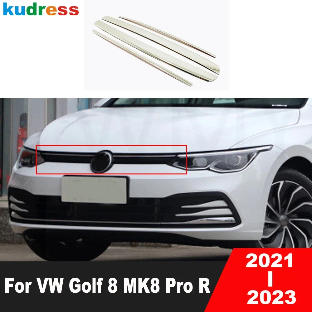 Для Volkswagen VW Golf 8 MK8 Pro R 2021 2022 2023 стальная передняя верхняя решетка накладка