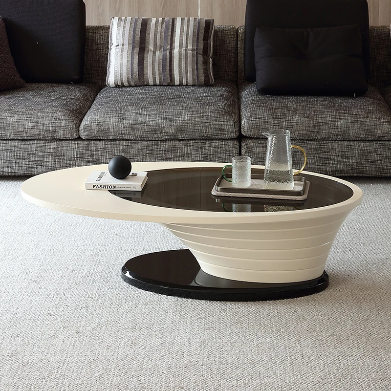 

Low Aesthetic Oval Coffee Table Design Black Simple Small Floor Coffee Table Mobile Minimalist Mesa Auxiliar Salon Furniture