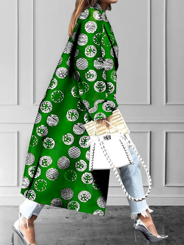 Женское длинное пальто с принтом