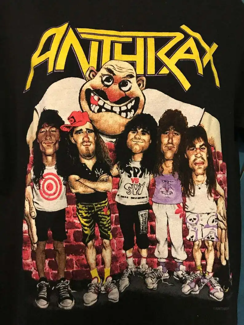 Фото Винтажная черная футболка унисекс группы Anthrax 1990s, все размеры BC152 №1