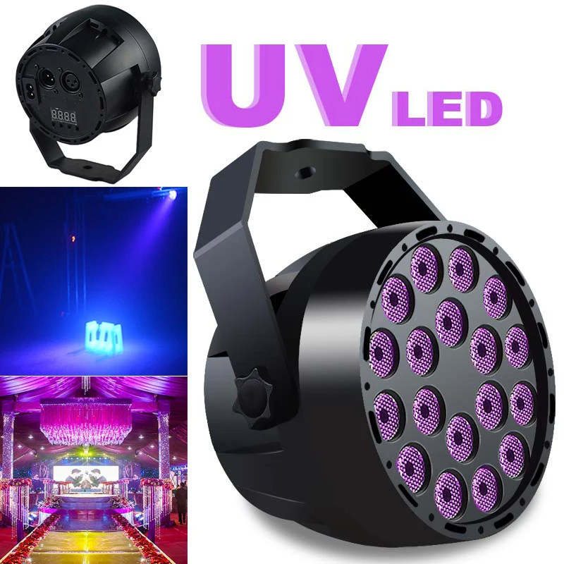 

UV Purple Light 18 x LED Mini Flash / Stage Par Light Support Auto / Voice / Remote / DMX512 Control for KTV / Disco / Bar