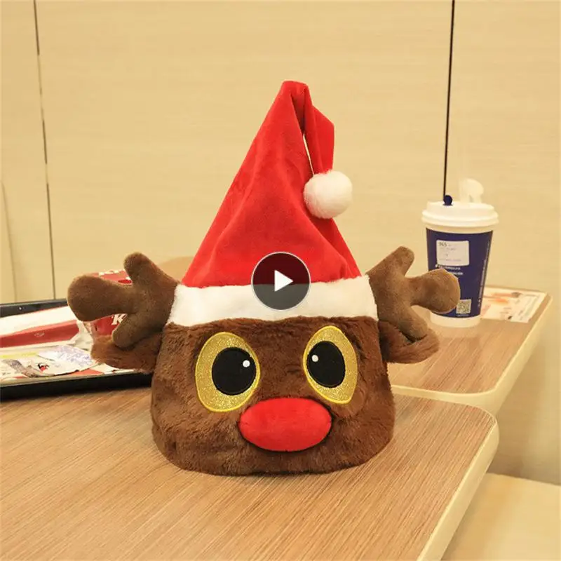 

Creative Christmas Hats Funny Spoof Gifts Sand Sculpture Toys Electric Hats Christmas Gifts Funny With English Songs Plush Toys