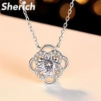 sherich clover 1 5ct moissanite diamond s925 sterling silver light luxury sparkling fashion pendant necklace women brand jewelry