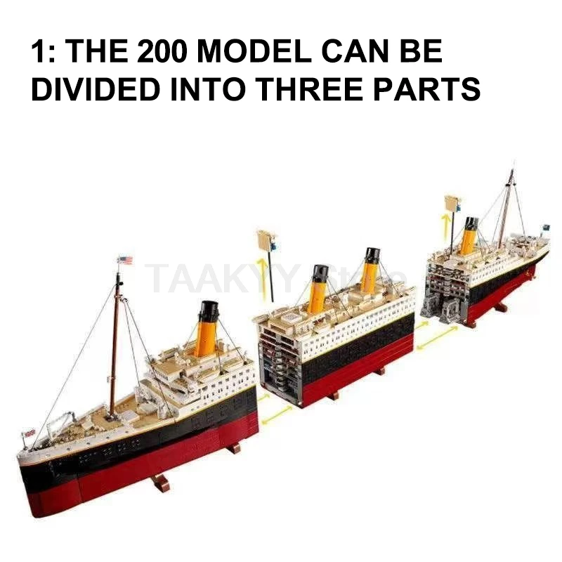 Фото Новый 9090 шт. MOC Titanic большой круизный лодка, строительные блоки, совместимая с кораблем 10294, модель игрушки для мальчиков, подарки на день рождения для взрослых №3