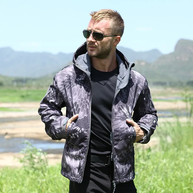 

Outdoor Warm Shark Skin Soft Shell Special Tactical Training Plush Thickened Waterproof Windproof Jacket Pants Suit