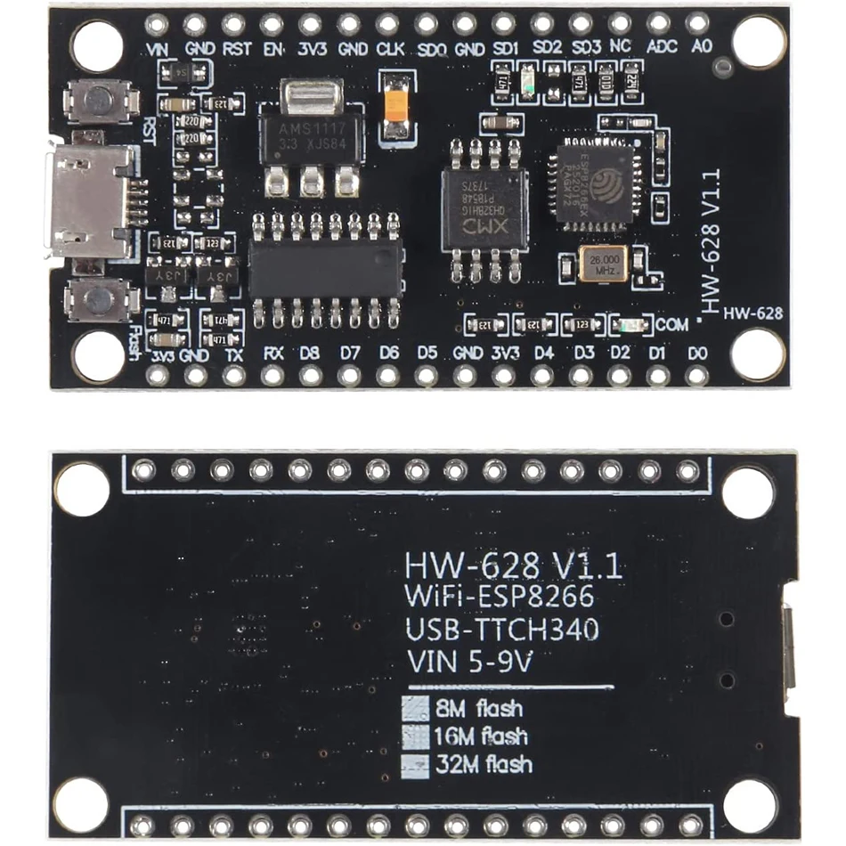 Модуль Wi-Fi NodeMCU V3 Lua, интеграция ESP8266 + Дополнительная память, 32 м флэш-памяти с антенной PCB, USB-последовательный CH340G для Arduino