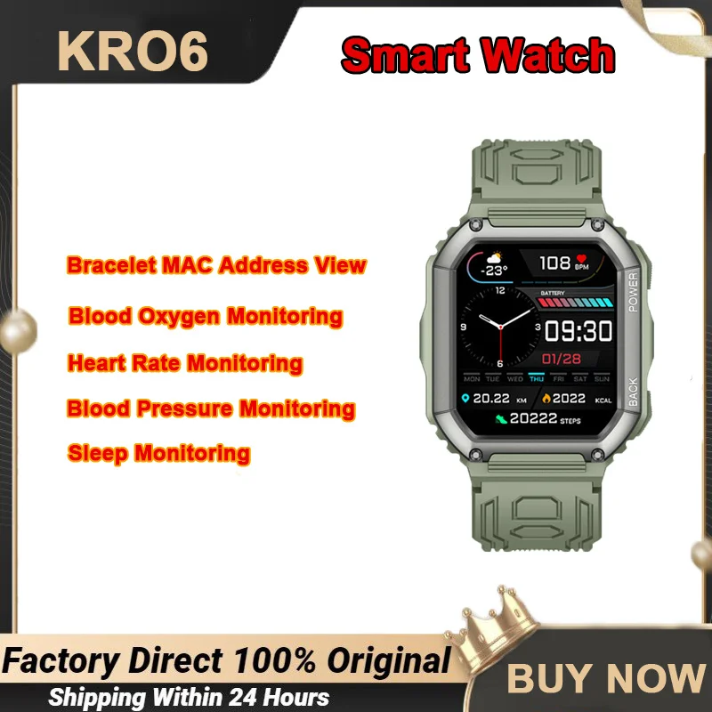 

Smart Watch KR06 Men 1.8inch IPS HD Outdoor GPS Sports Track Bluetooth Call Music Play Weather Stopwatch Heart RateSmartwatch