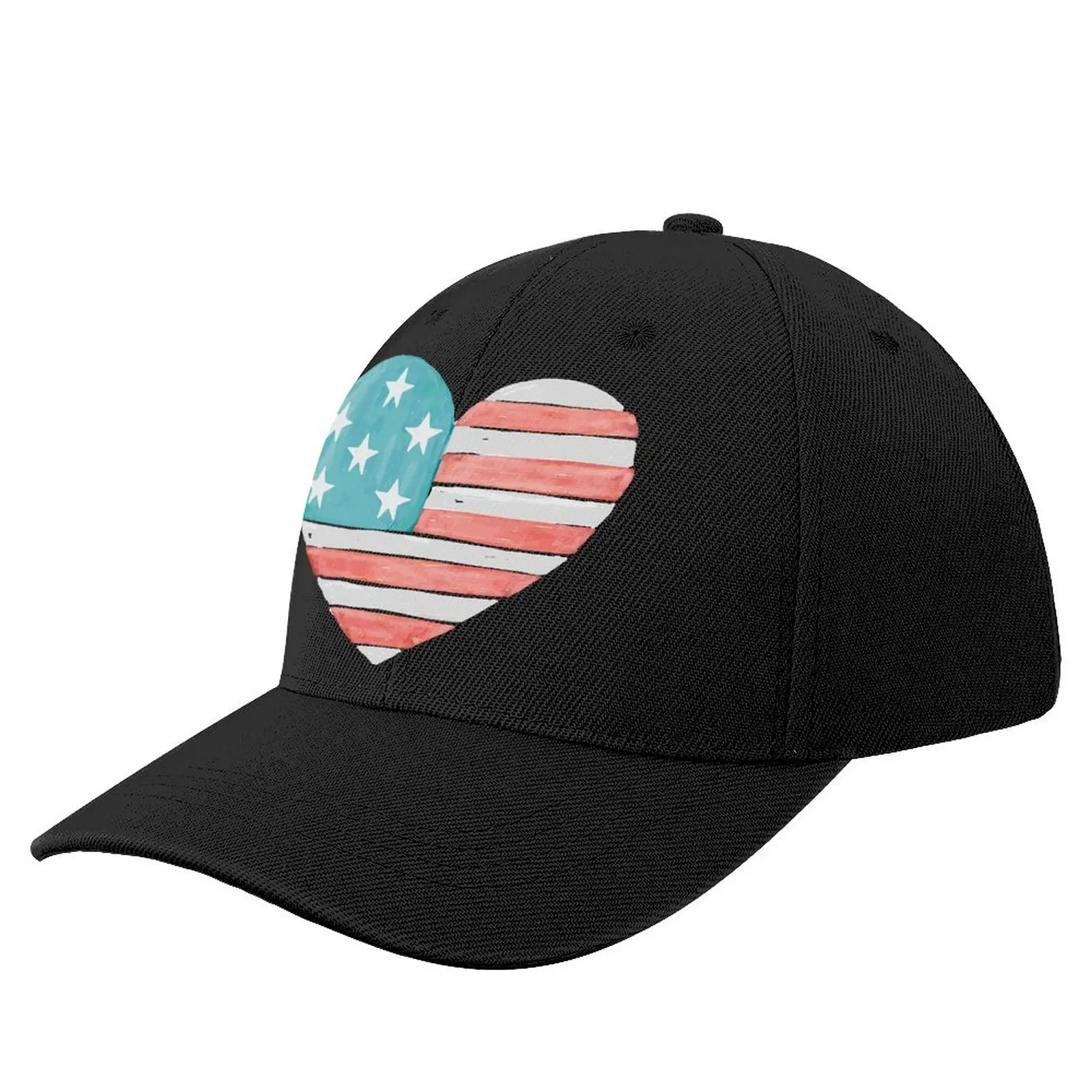 

4th of July Heart Flag Baseball Cap Independence Day Running Sun-Proof Trucker Hat Retro Printed Men Women Baseball Caps